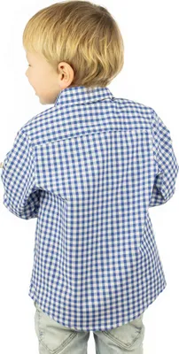 Produktbild von Kinder Trachtenhemd für Trachtenlederhosen Trachtenmode kariert , Farbe:Dunkelblau, Größe:98/104