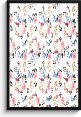 Produktbild von MuchoWow® MuchoWow® Gerahmtes Poster Blumen - Muster - Pastell 60x90 cm - Poster mit zchwarzem Bilderrahmen - Kunst