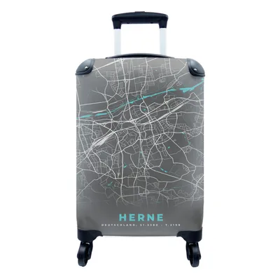 Produktbild von MuchoWow® Koffer Handgepäck Trolley Rollkoffer Kleine Reisekoffer mit 4 Rollen - Blau - Deutschland - Karte - Stadtplan - Herne - Cabin Size < 55x40x23 cm & 55x40x20 cm - Fotokoffer - Kabinenkoffer - Boardgepäck - Reise-Box - Reisekoffer - Reisegepäck - Koffer mit Bild - Trolley für Kinder
