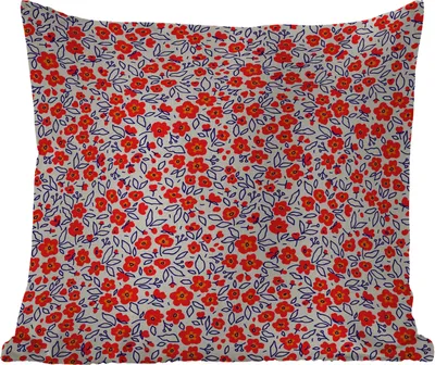 Produktbild von MuchoWow® Outdoor Kissen - Blumen - Rot - Illustration - 60x60 cm - Wetterfest - Lounge Kissen - Dekoration - Schlaf Kissen