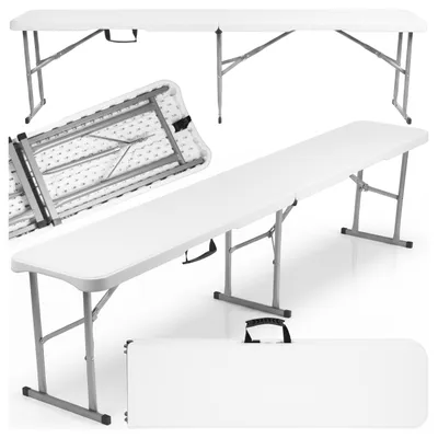 Produktbild von Gartenbank Campingbank Bierbank Klappbank MalTec Tasche FEST 180*28*43,5cm Kunststoff weiß