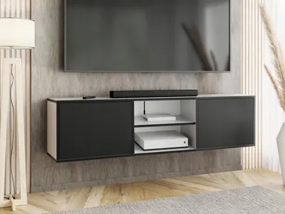 Produktbild von KierMoebel Tv Schrank EDI 3, Modern Lowboard Weiß & Schwarz 156,4x42x38,8 cm