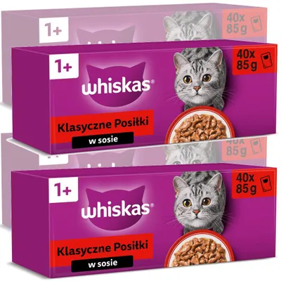 Produktbild von Whiskas Adult Klassische Mahlzeiten 160x85g Nassfutter für Katzen, 4 Geschmacksrichtungen in Soße