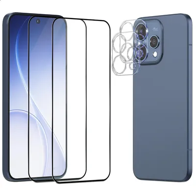 Obrázek produktu pro 2-balení Oppo Reno 15 Ochranné sklo na displej & 2-balení ochrana objektivu - Tvrzené sklo 9H - Super kvalita 3D