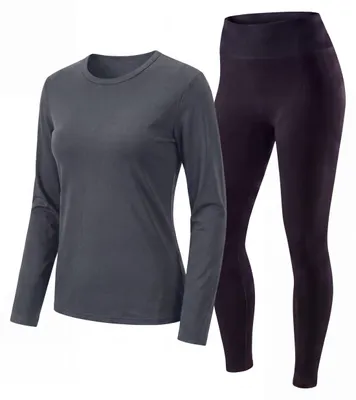 Produktbild von Thermounterwäsche 2-teilig Damen Thermoshirt mit Innenfleece & Thermoleggings