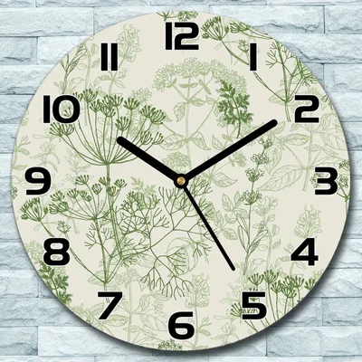 Produktbild von Wanduhr aus Glas Rund fi 30 Kräuter Französisch Quarz Deko Schlafzimmer Büro