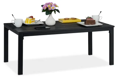 Immagine prodotto di Tavolo da giardino rettangolare - Effetto legno - 98 x 48 cm - Nero - Per esterno