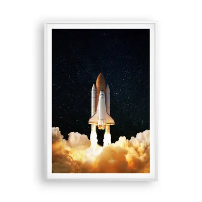 Produktbild von Gerahmtes Poster - Weißer Rahmen - Abheben Rakete Kosmos - 70x100 cm - Wand Bild - Wanddeko - Wandbilder - Kunstposter - Wandposter - Bilderrahmen - Bilder - Kunstdruck - P2WPA70x100-4531