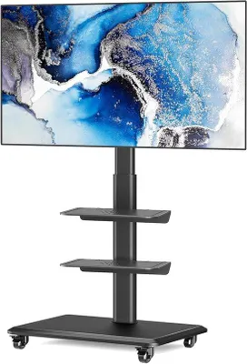 Obrázek produktu pro Černý teleskopický stojan pro televizory o úhlopříčce 26–65 palců, otočný, s nastavitelnou výškou, nosnost 35 kg