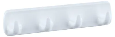 Haaklijst mit 4 Haken, selbstklebend, Kunststoff, 19x4,5x2,5 cm, weiß