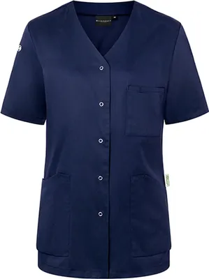 Produktbild von KARLOWSKY Damen Kasack ESSENTIAL Kurzarm V-Neck Modern-Fit Marine 56