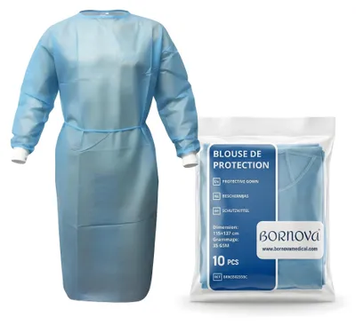 Zdjęcie produktu dla Jednorazowa, medyczna kurtka izolacyjna – ochrona chirurgiczna – 35 g/m² – 10 sztuk