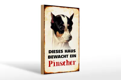 Produktbild von Holzschild Hund 20x30cm dieses Haus bewacht ein Pinscher