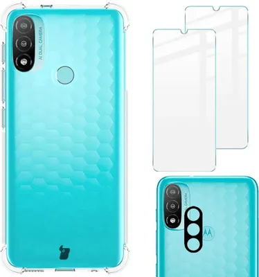 Produktbild von Bizon Case Clear Pack Hülle + 2x Displayschutzglas + Objektivglas Moto E20 klar