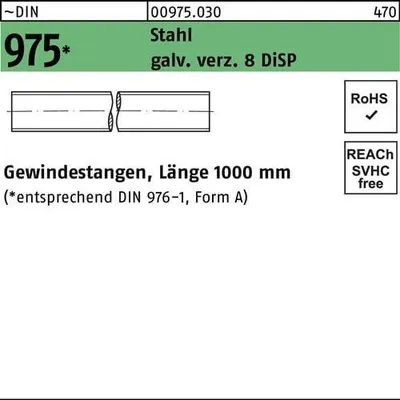 Produktbild von Gewindestange DIN 975 M16x 1000mm Stahl galv.verz. 8 DiSP 1 Stück