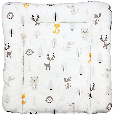 Produktbild von TupTam Baby Wickeltischauflage mit Baumwollbezug Gemustert, Farbe: Wald / Fuchs / Reh / Igel / Bärchen / Beige, Größe: 70 x 70 cm