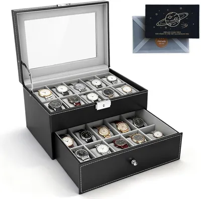 Image de Boîte à montres pour 20 montres, avec couvercle en verre