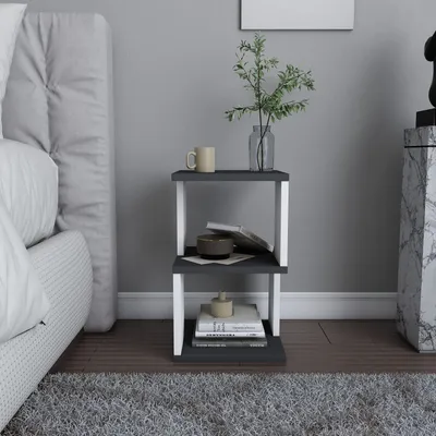 Produktbild von Skye Decor, Carter - Anthracite, White, Nachttisch, Anthrazit, 100 % MELAMINBESCHICHTETE SPANPLATTEN, 29,6 x 29,6 x 49,4 cm