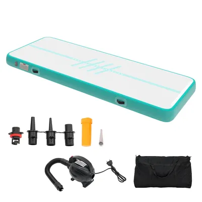 Produktbild von Air Matte Track, 300cm Tumbling Luft Matte/Kohlefaser/Pfadstil mit Luftpumpe, 10cm Hoch Tumbling Matte, Aufblasbar Gymnastikmatte fš¹r Training/Tumbling/Yoga/Outdoor/Fitness (mit Buchstaben)
