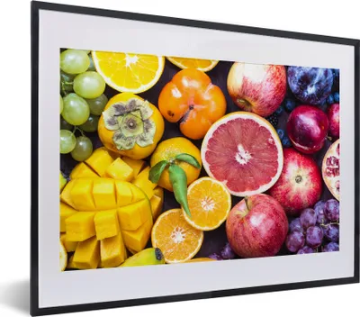 Produktbild von MuchoWow® MuchoWow® Gerahmtes Poster Obst - Regenbogen - Farben 40x30 cm - Poster mit zchwarzem Bilderrahmen - Bilderrahmen - Poster im Rahmen