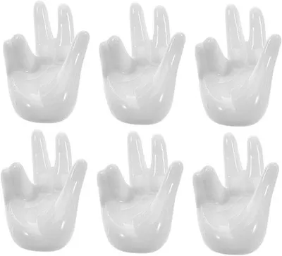 Productafbeelding van Eierhouders - Eierdopjes - Ontbijt Decoratie - Handvorm Design - 6 Stuks - Wit