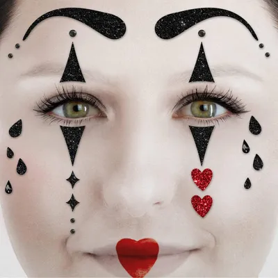 Produktbild von Glitter Face Tattoo Harlequin Tristesse Gesicht Schminke Schmuck Karneval Festival
