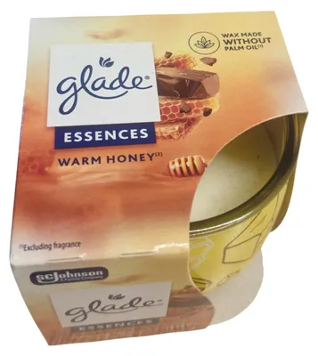 Produktbild von Glade Duftkerze im Glas mit Dekorfolie, 108 g, Warm Honey