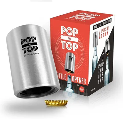 Productafbeelding van Bierflesopener (roestvrij): Push down - Pop Off Bottlecaps zonder schade - Door TaZa