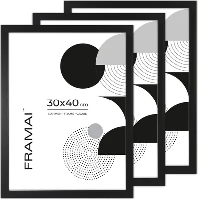 Immagine prodotto di LUCA® Cornici, HEN 2, set di 3 cornici, colore nero, 30x40 cm