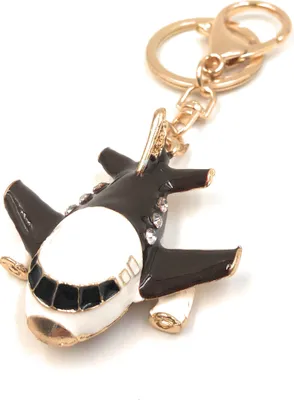 Produktbild von Onwomania Schlüsselanhänger Jumbo Flugzeug golden Jet Metall Anhänger Charm