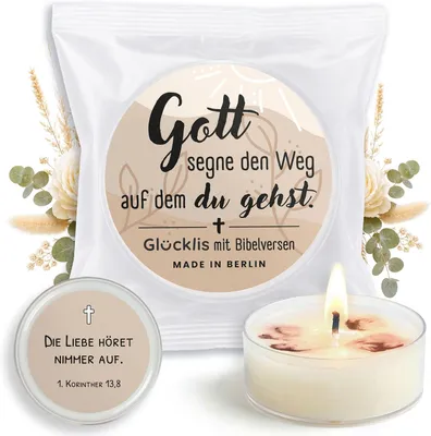 Produktbild von 12 Teelichter mit Bibelversen – christliches Geschenk, Taufe