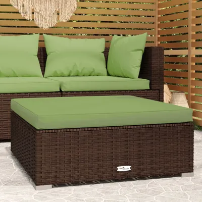 Produktbild von vidaXL Gartenhocker mit Kissen Braun 70x70x30 cm Poly Rattan
