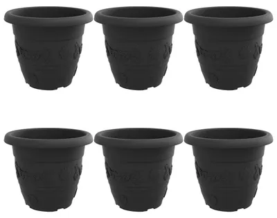 Produktbild von Runder Blumentopf 6 pcs Schwarz Ø 34 x 28 cm Kunststoff