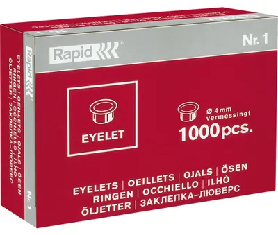 Produktbild von RAPID Ösen Eyelet Nr. 1 Durchmesser: 4mm Länge: 5mm Stahl Messing 1.000 St./Pack.
