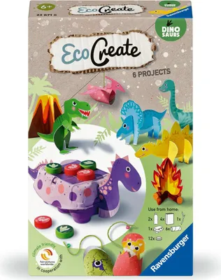 Produktbild von Ravensburger EcoCreate 23671 - Brüllende Dinosaurier - DIY Bastelset für Kinder ab 6 Jahren