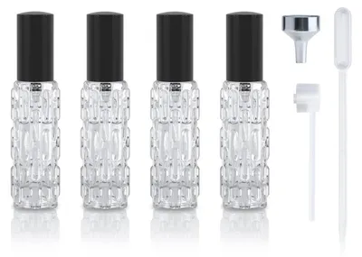 Immagine prodotto di Flacone spray da viaggio, ricaricabile, capacità 10 ml, colore nero, confezione da 4 pezzi