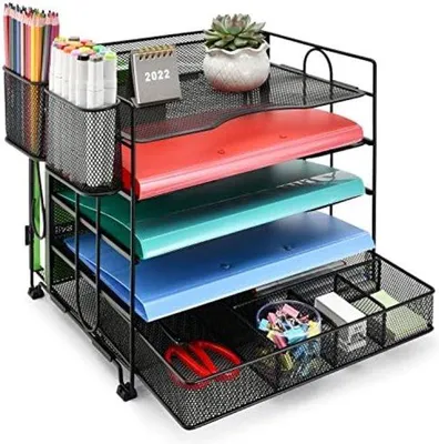 Produktbild von Famanu Schreibtisch Organizer mit 5 Fächern und Stifthalter - Schwarz