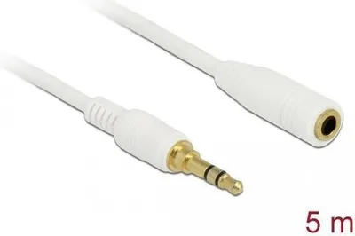 Productafbeelding van DELOCK 85591, 3,5 mm, mannelijk, 3,5 mm, vrouwelijk, 5 m, wit
