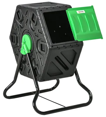 Image de Composteur rotatif de 65 litres | Couleur : Vert, Noir | Dimensions : 49 x 60 x 77 cm