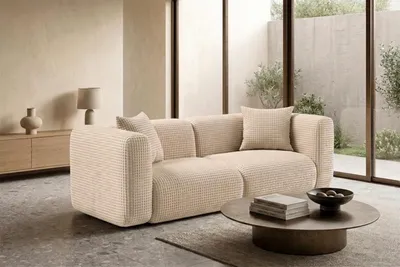 Image de Canapé 2 places Kaiser Möbel, revêtement en tissu chenille Cremona, couleur crème, modèle GRETA