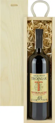 Obrázok produktu pre Trybunalski Met Trojniak-Half darčeková sada vo svetlej drevenej krabičke | 750 ml | 13% alkohol medovinové víno | Poľská výroba