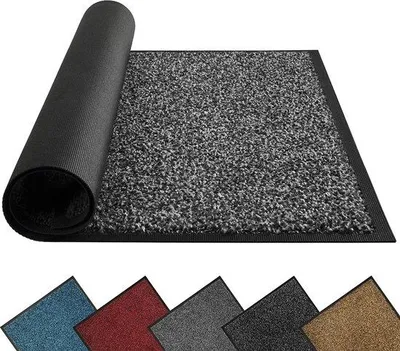 Produktbild von Unyqoos® Schmutzfangmatte 40 x 60 cm, saugfähig & waschbar, grau/schwarz, rutschfest, für innen & außen, Polypropylen mit Gummirücken