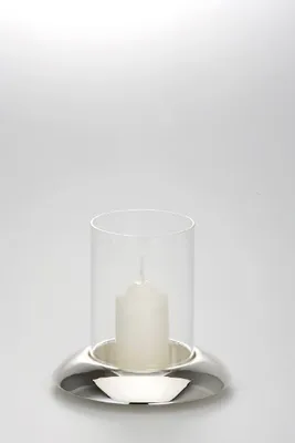 Produktbild von Tischwindlicht versilbert und anlaufgeschützt mit Klarglas (H 12 x D 13 cm), hochwertiges Qualitäts Windlicht