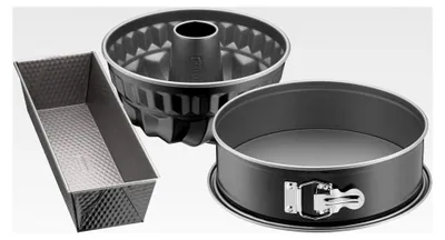 Produktbild von 3-teiliges Backset mit Springform, Gugelhupf- und Kastenform, antihaftbeschichtet, Schwarz