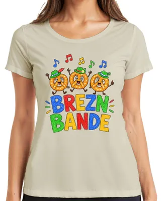 Imagen del producto de Camiseta para mujer con motivos de , Baviera, diseño divertido, con motivos de trajes tradicionales, pantalones de cuero y vestido tradicional, color natural, talla S