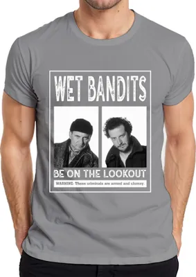 Obrázek produktu pro Wet Bandits Harry Marv Mugshot - Kevin Home Alone Wet Bandits Ugly Christmas Sweater Christmas Pánské tričko, šedá, L