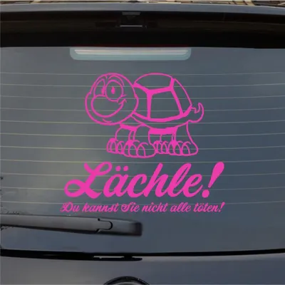 Produktbild von Heckscheibenaufkleber Lächle Du kannst Sie nicht alle töten Schildkröte 55x46 cm Pink Auto Aufkleber Sticker