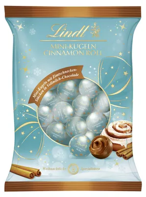 Zdjęcie produktu dla Lindt Mini Kugeln, smak cynamonowego rożka, mleczna czekolada, opakowanie 100g