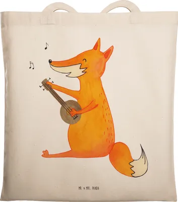Produktbild von Mr. & Mrs. Panda Einkaufstasche Fuchs Gitarre - Transparent - Geschenk, Singen, Füchse, Sänger, Tote Bag, Laptoptasche, Tasche, Beutel, Jutebeutel, Optimistisch