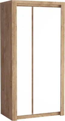 Produktbild von Bettso Schrank Drehtürenschrank Kleiderschrank mit 2-türig 98 x 197 cm LIVINIO Weiß Glanz + Eiche